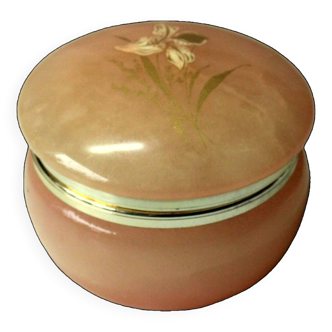 Pink onyx pill box, jewelry box - vintage from the 60s