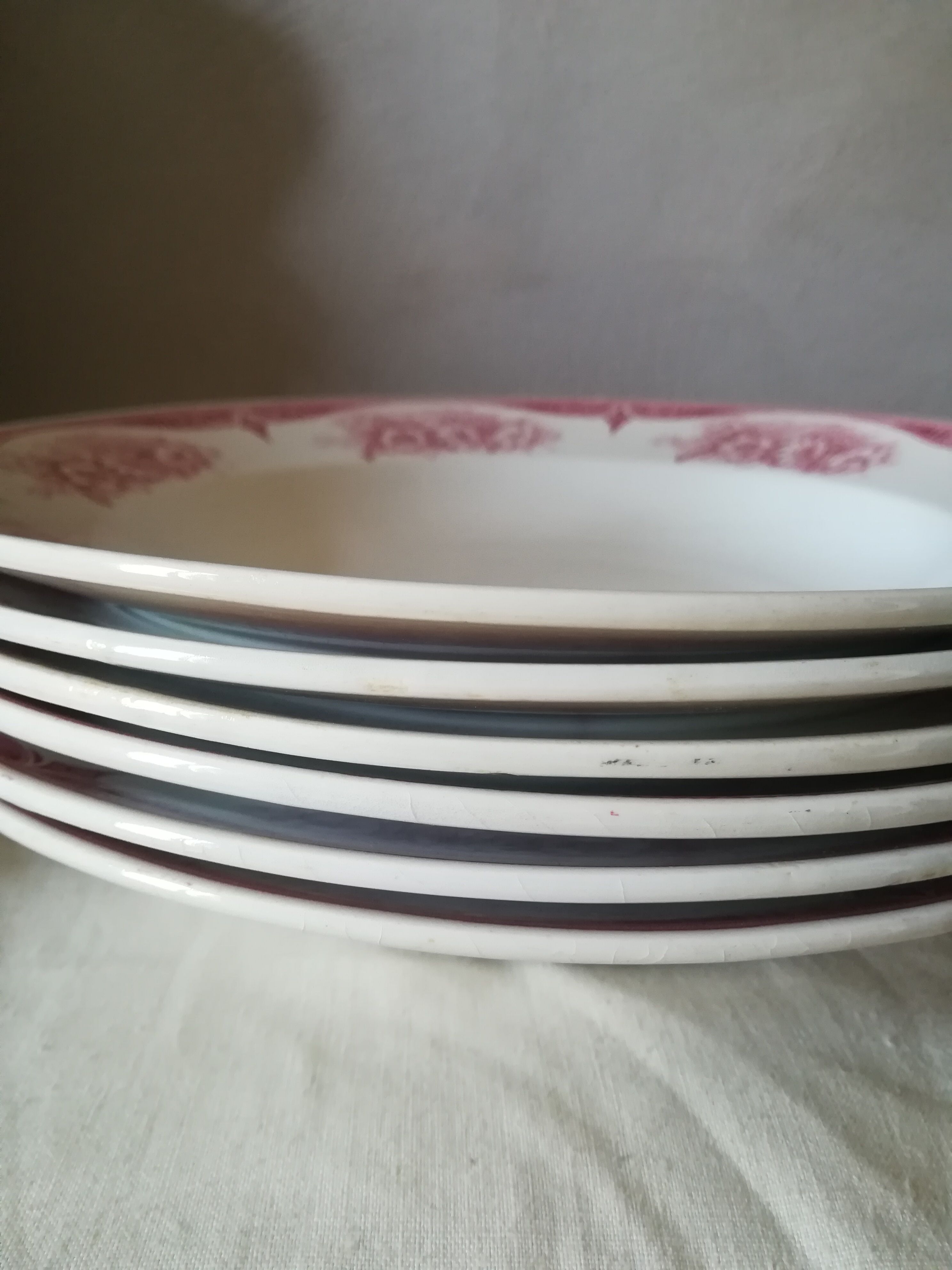 Set of 6 hollow iron earth plates by Boch