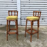 Paire de tabourets en rotin