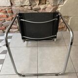 Chrome and black leather armchair type B34