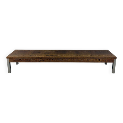 Console basse XL en wengé, table TV, années 1970