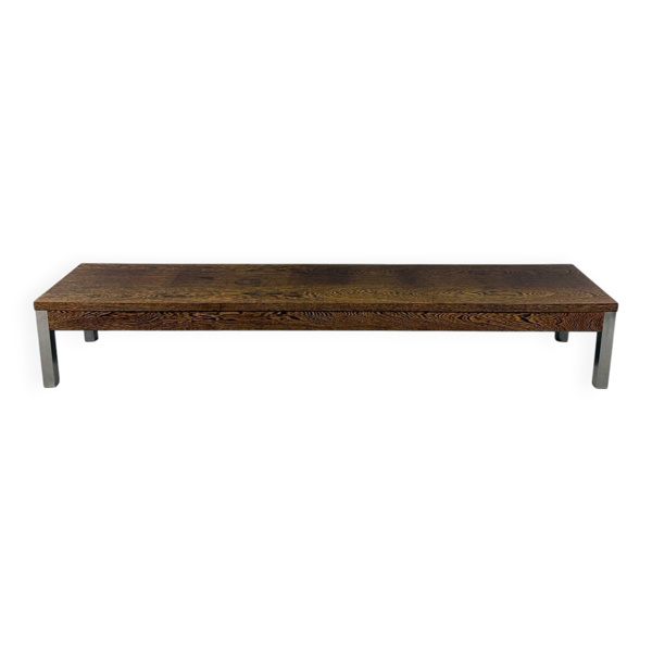 Console basse XL en wengé, table TV, années 1970