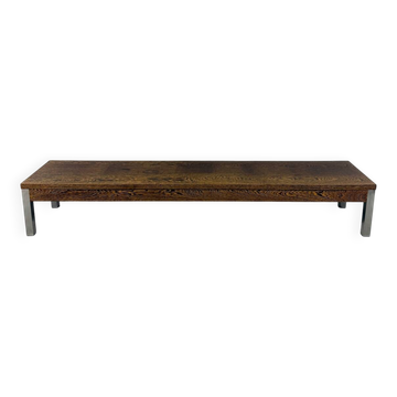 Console basse XL en wengé, table TV, années 1970
