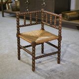 Pair of turned wooden corner chairs from the 1950s.