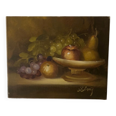Oil on canvas still life with fruit cup