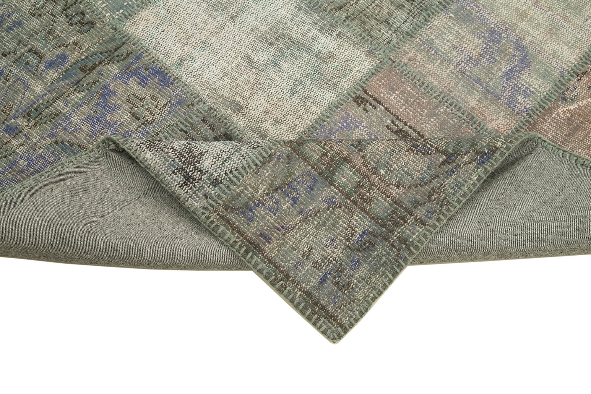 Handwoven Turkish Contemporary 176 cm x 243 cm Grey Patchwork Carpet