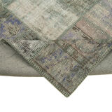 Handwoven Turkish Contemporary 176 cm x 243 cm Grey Patchwork Carpet