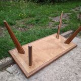 Old Scandinavian coffee table with vintage compass foot circa 1970