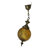 Murano amber glass and brass pendant lamp, Italy 1960s