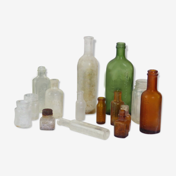 Set of pharmacy bottles