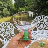 Set de 3 coupes à glace vintage Arc France à pied vert