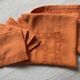Old embroidered tablecloth "mandarin" and its 6 towels, 130x130 cm, métis
