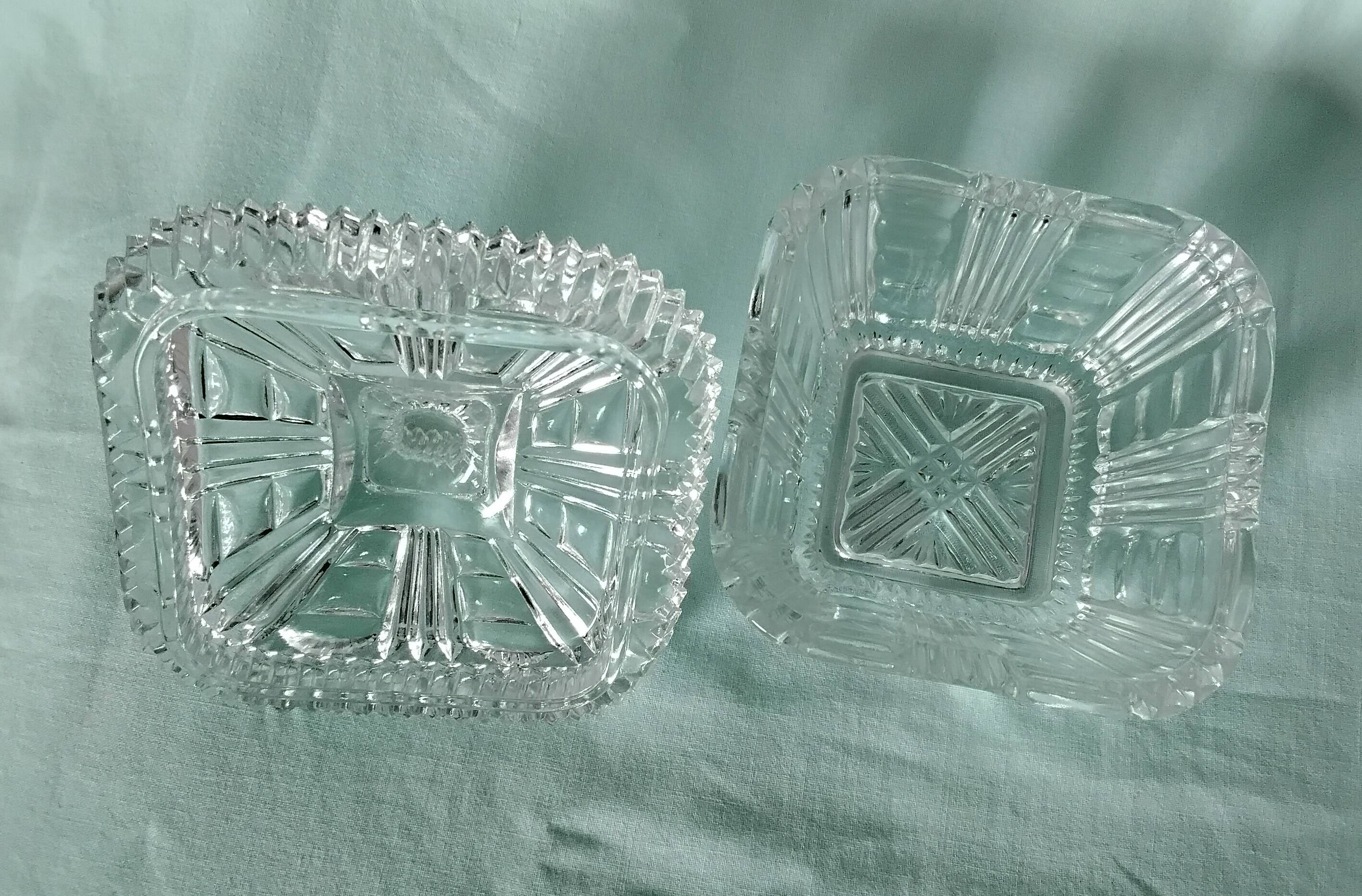 Cut glass sugar bowl