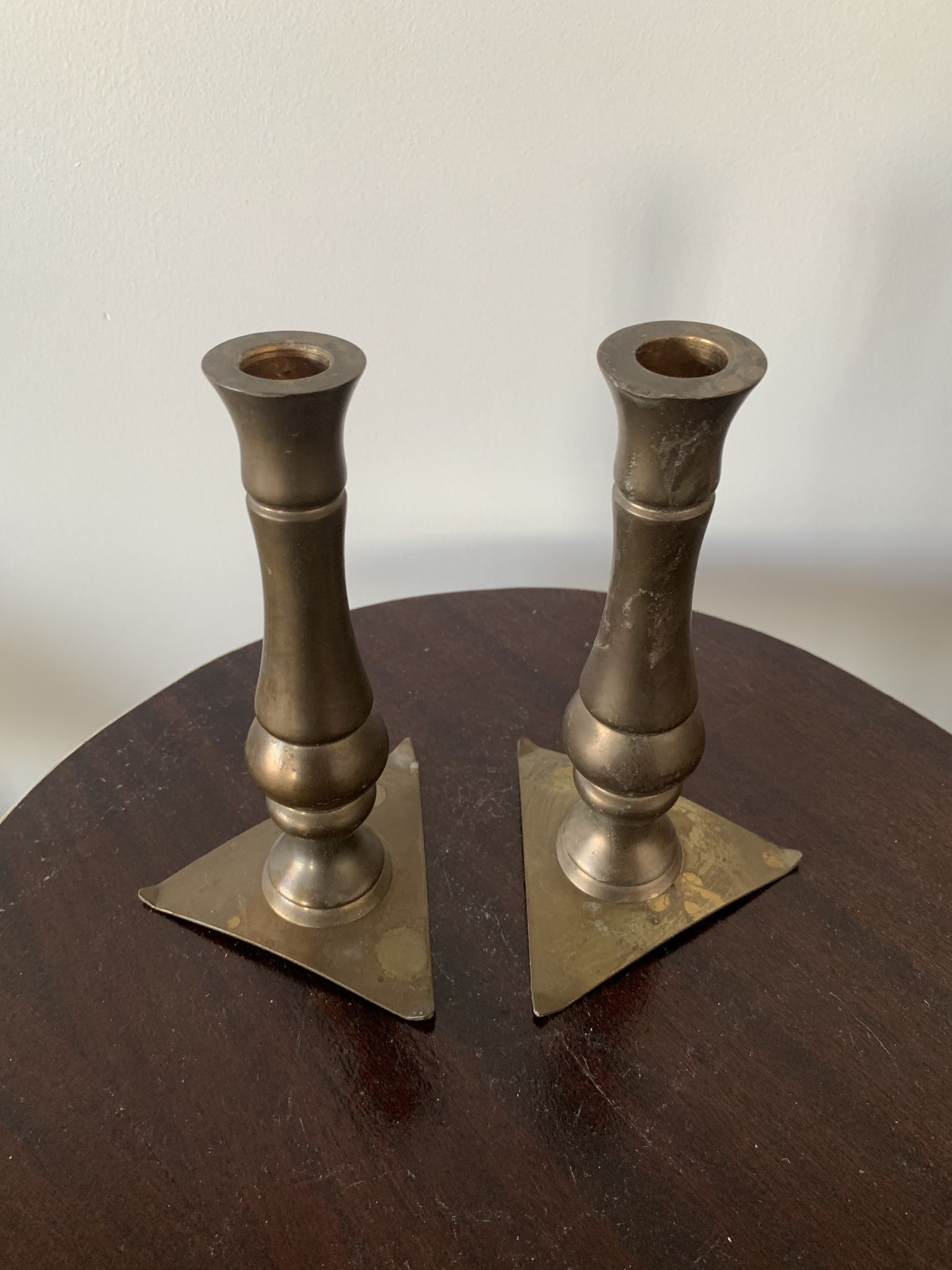 Set of 2 solid bronze candle holders
