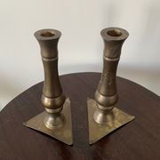 Set of 2 solid bronze candle holders