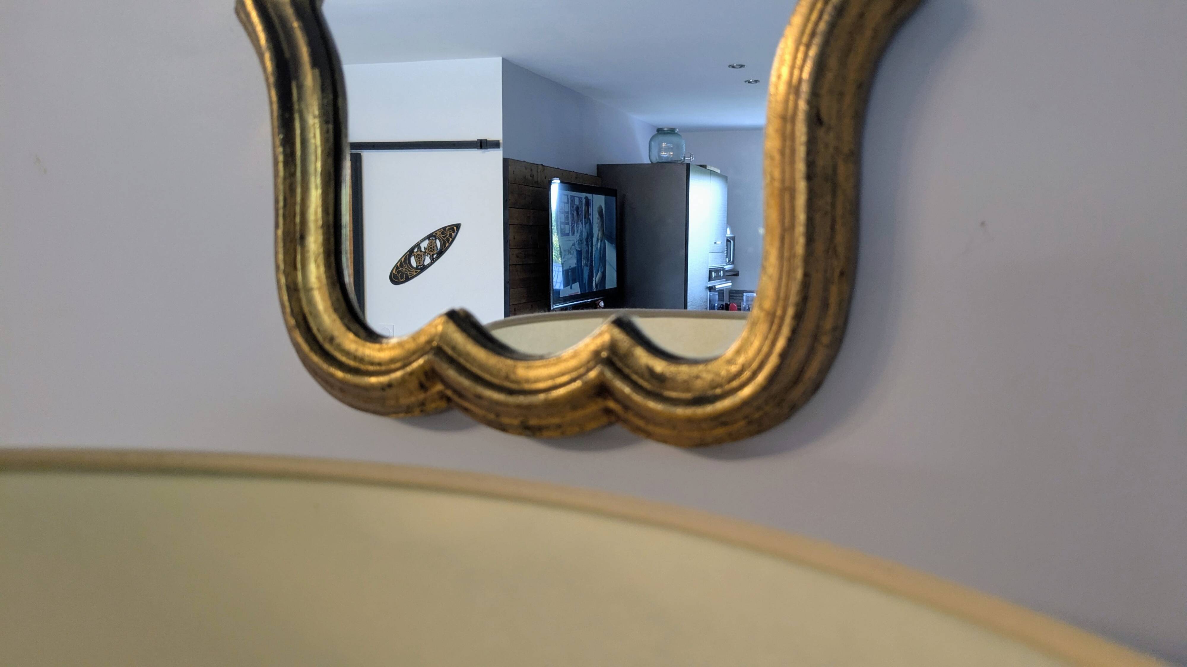 Baroque style gilded mirror – antique patina – 37 x 30 cm