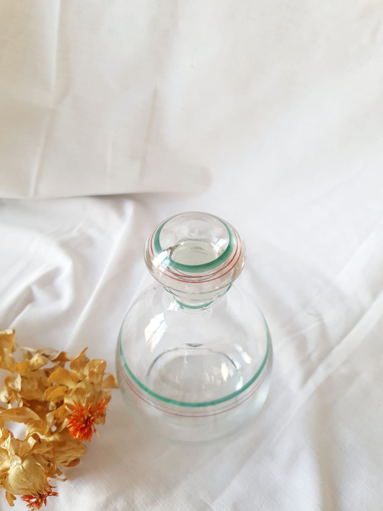 Carafe flacon  rond en verre