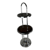 Art Deco Bauhaus style side table/pedestal table in wood and chrome-plated metal