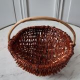 Rattan basket, vintage wood