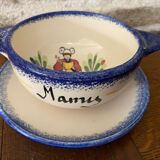 Breton bowl "Mamy" with its saucer, Pornic earthenware