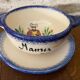 Breton bowl "Mamy" with its saucer, Pornic earthenware