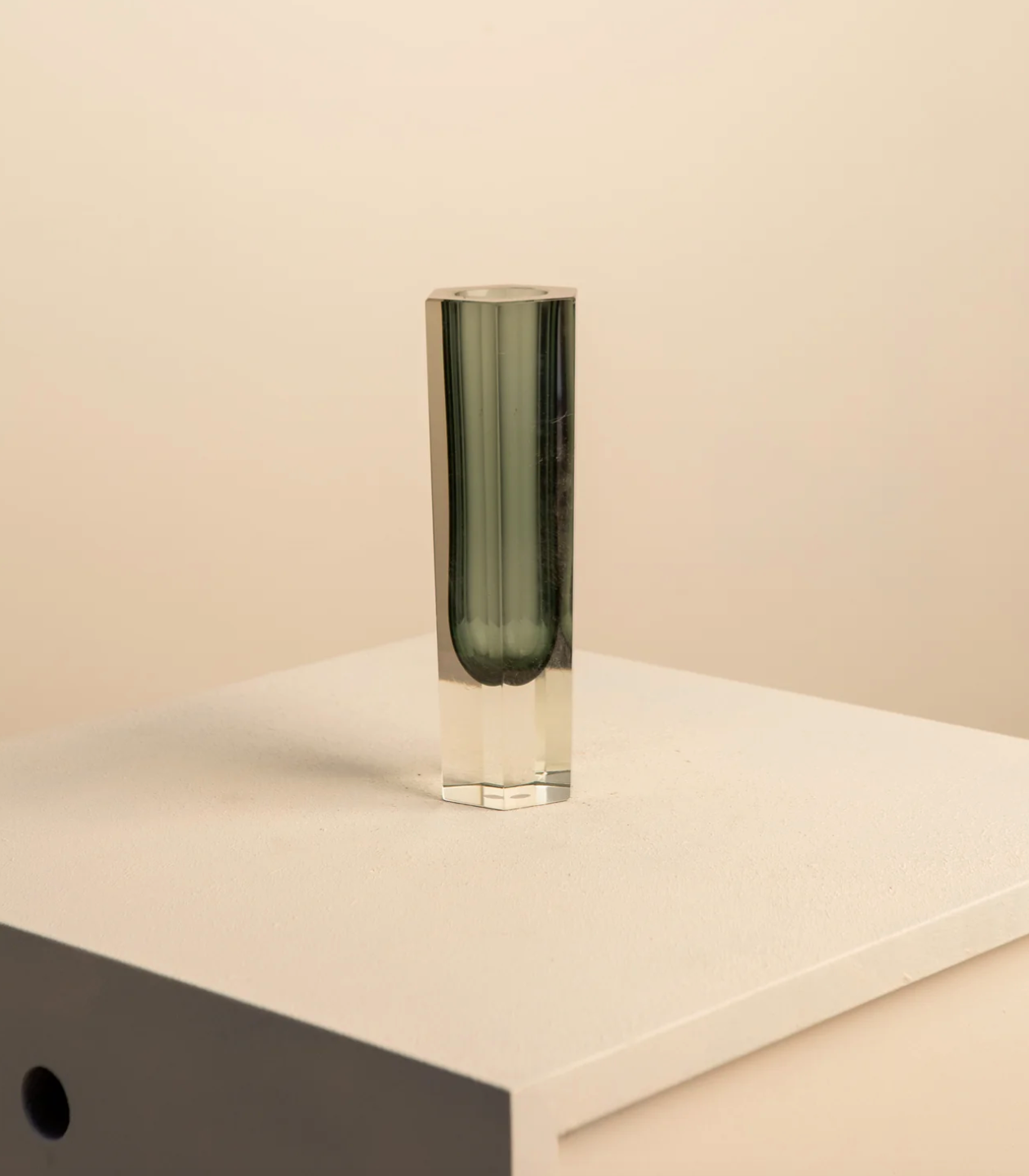 Black "Hexagone" vase by Flavio Poli for Seguso 70's