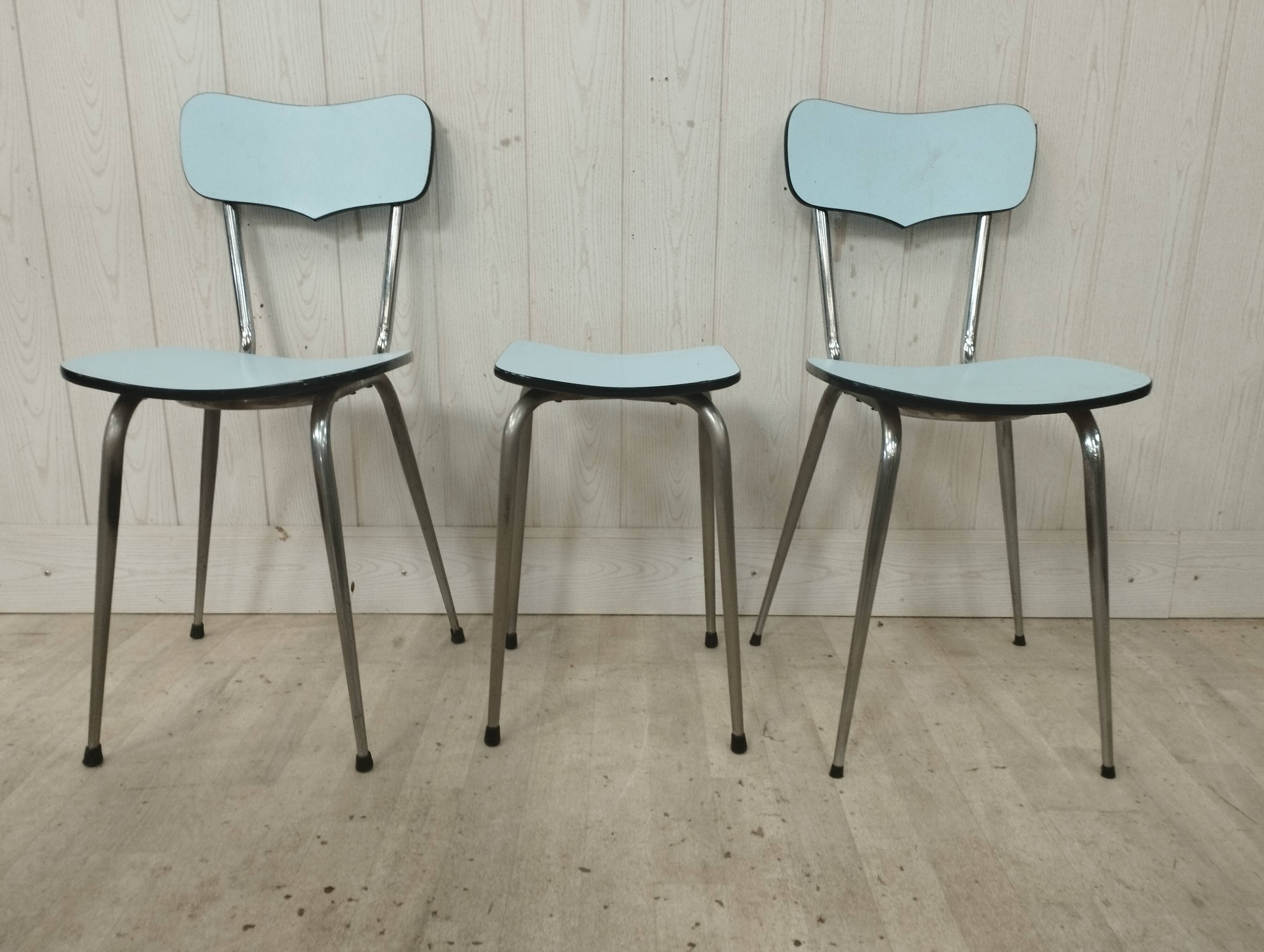 Blue formica table 2 chairs 1 mdj stool
