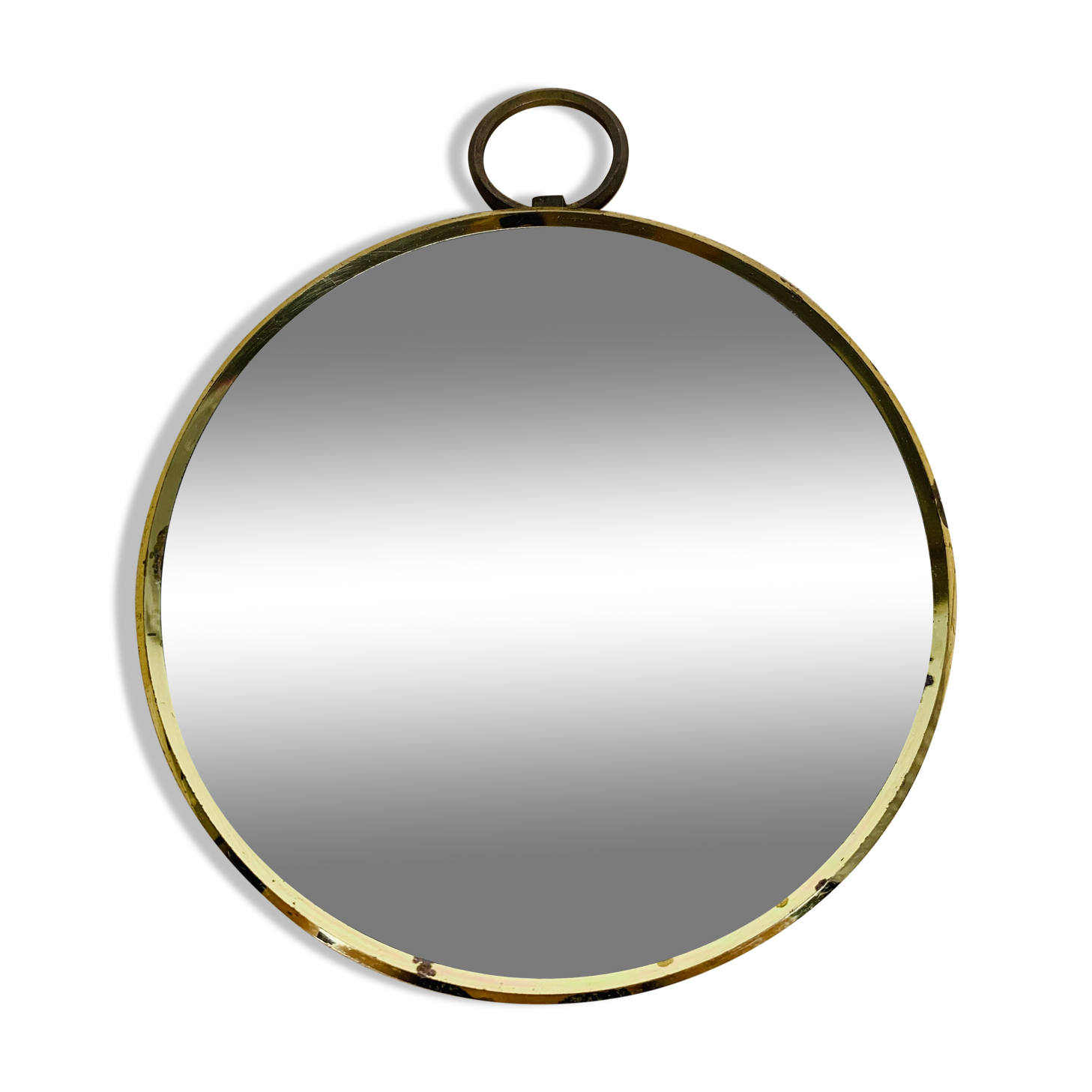 Mirror barber round strapping brass gilded