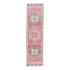 Vintage Pink Geometric Turkish Hand-Knotted Runner 92x342
