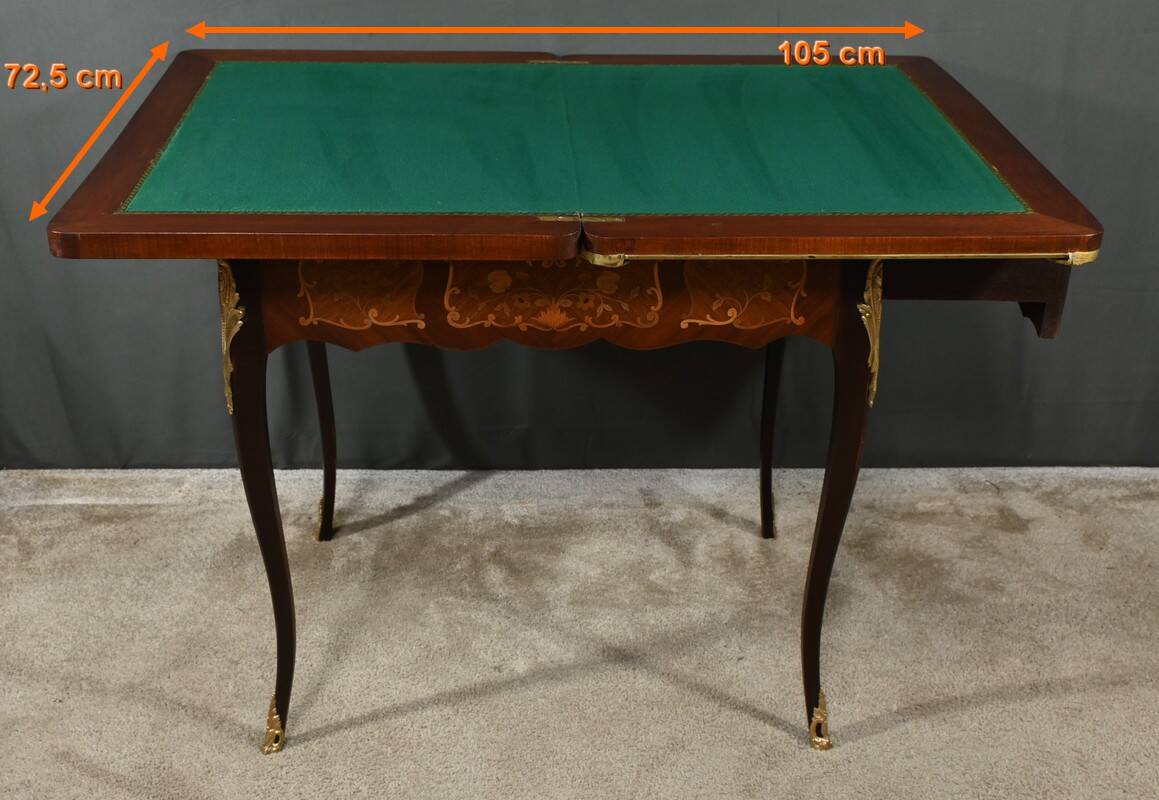 Mahogany Games Table, Louis XV/Louis XVI Transition Style – Late 19th Century
