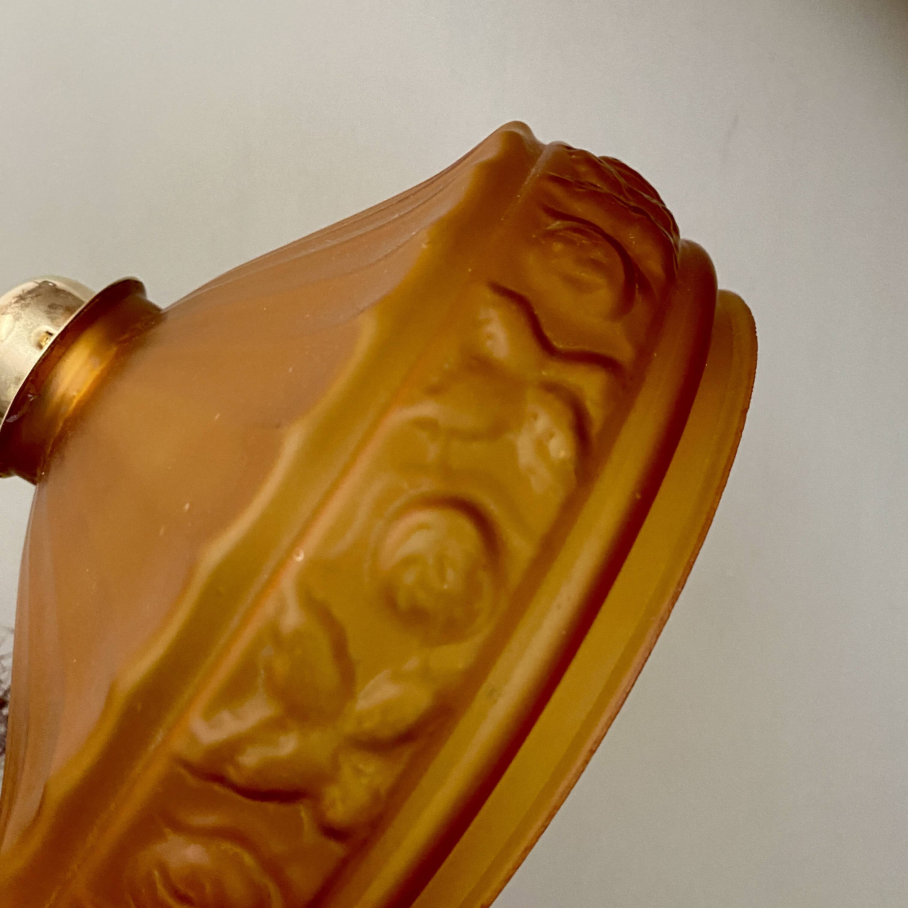 Pendant light with old art deco lampshade in yellow glass