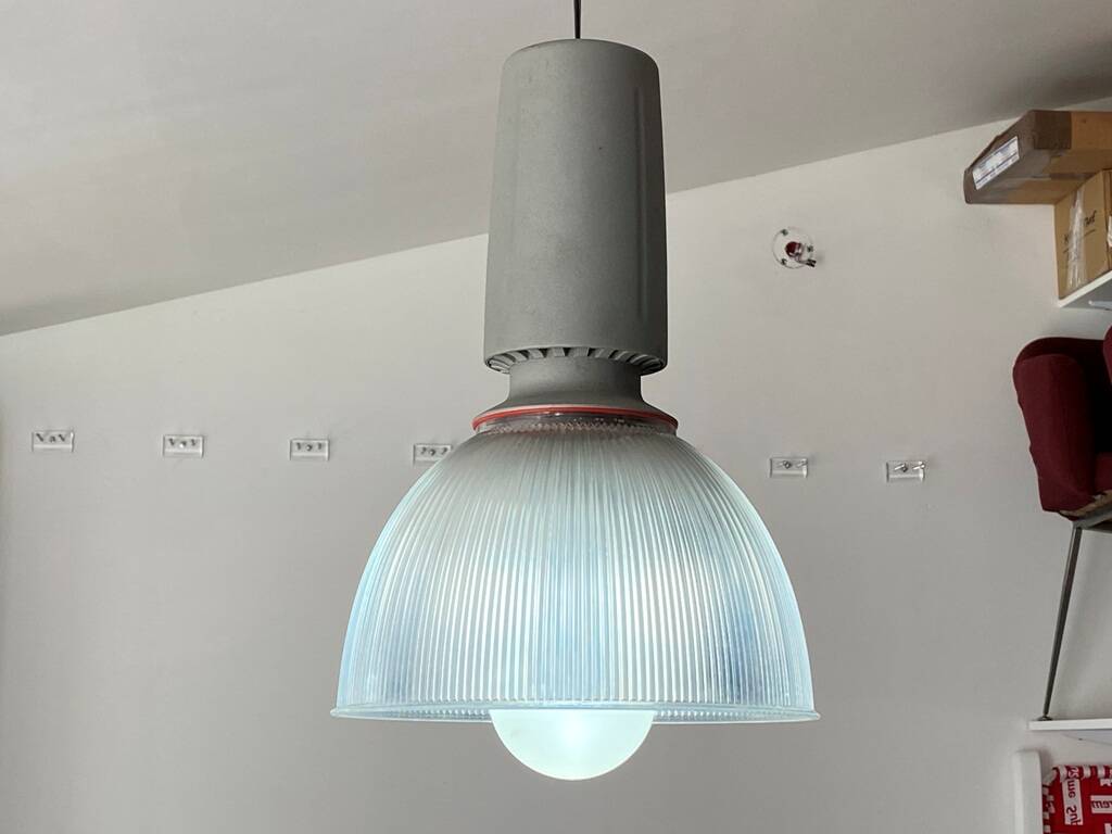 Industrial suspension aluminium body methacrylate diffuser vintage 70s