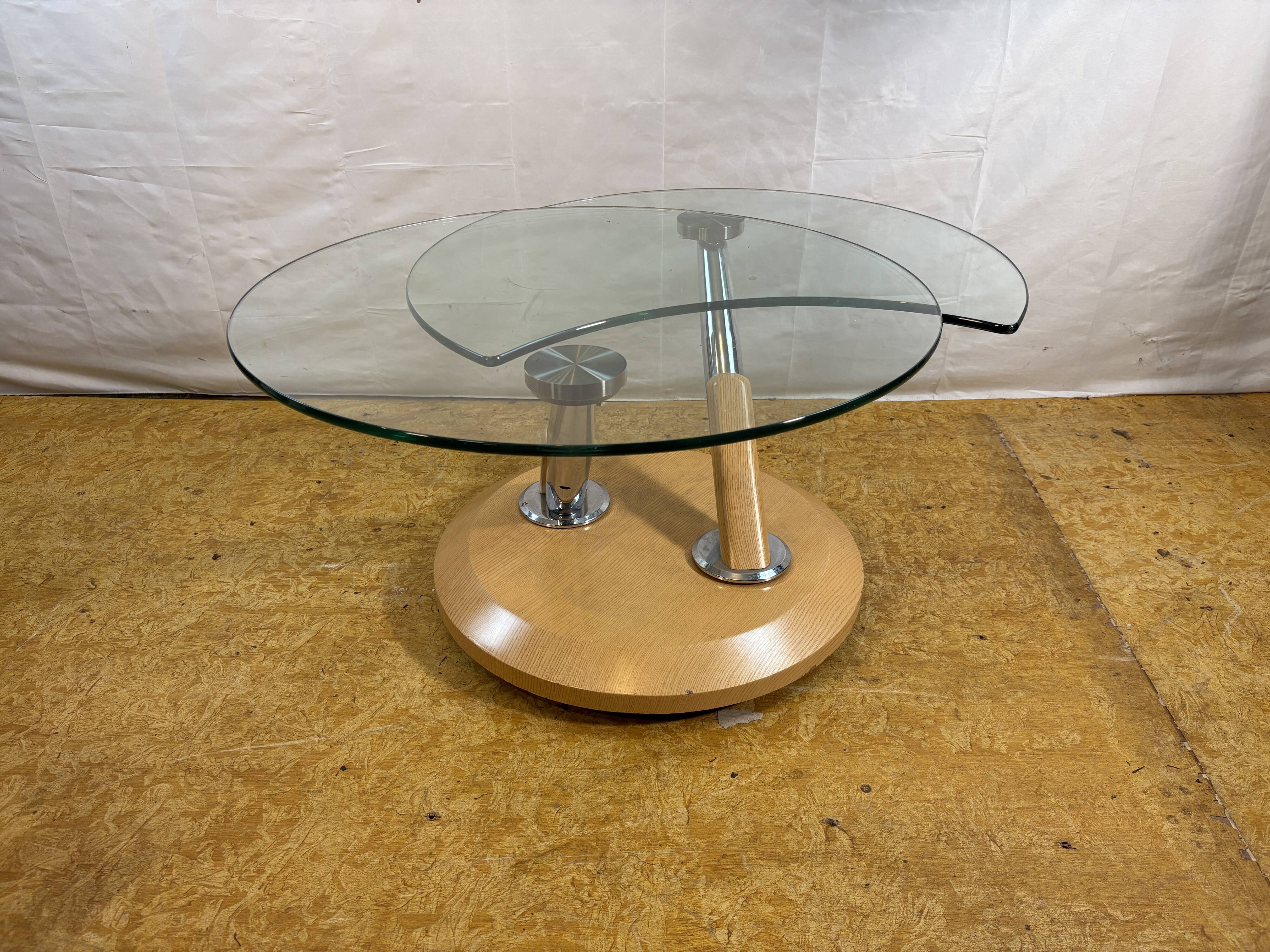 Vintage Tokyo Twist Swivel Coffee Table – Extendable Glass Top Stylish