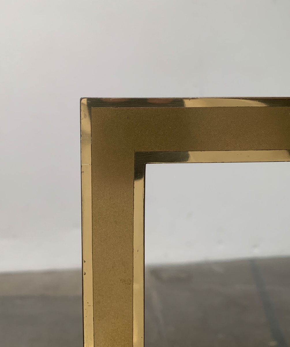 Brass and Glass Side Table in Hollywood Regency German Mid-Century Style by Vereinigte Werkstätten, 1960s