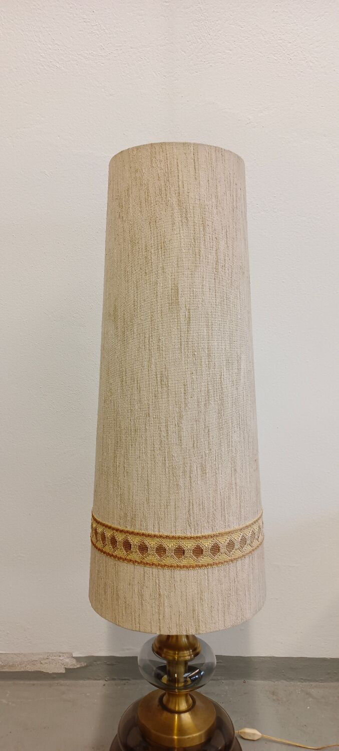 Glass and brass floor lamp