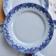 4 antique flat plates from Sarreguemines U&C in the Mimosa blue pattern.