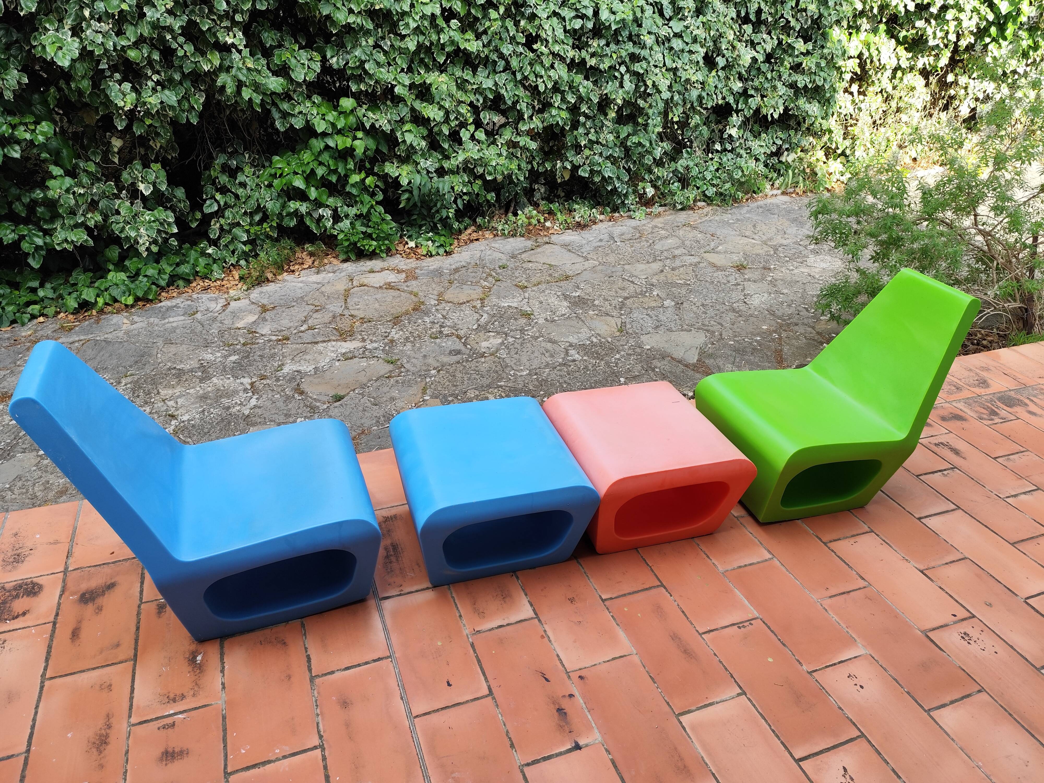 2 armchairs and 2 ottomans by Wiel Arets for Quinze & Milan vintage