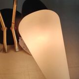 Appliques moderniste double feux métal doré et opaline - années 50/60