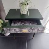 Vintage khaki restyled bedside table with gilding