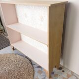 Small pink bookcase and wood
