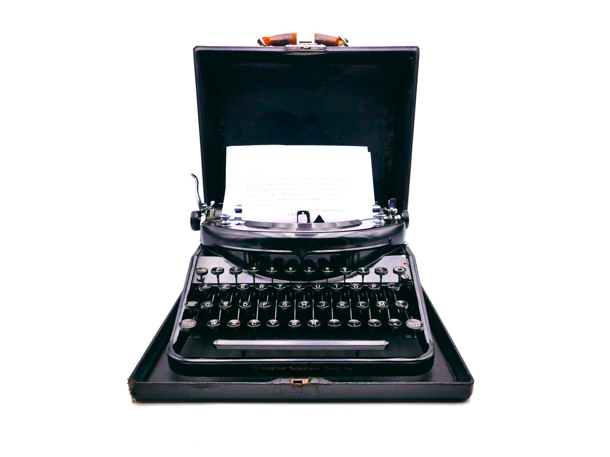 Machine à écrire Remington Noiseless Portable révisée ruban neuf 1932