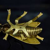 Sculptural ashtray in the shape of a giant fly in brass, Italy, circa 1950.