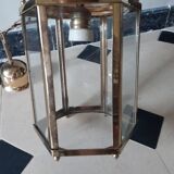 Hexagonal golden hanging lamp