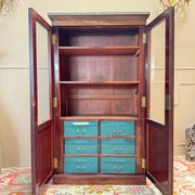 Bibliothèque vitrine formant cartonnier en acajou d’époque restauratio