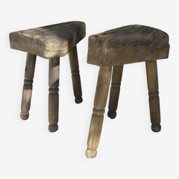 Pair of old rustic stools