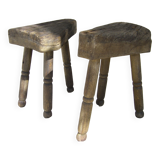 Pair of old rustic stools