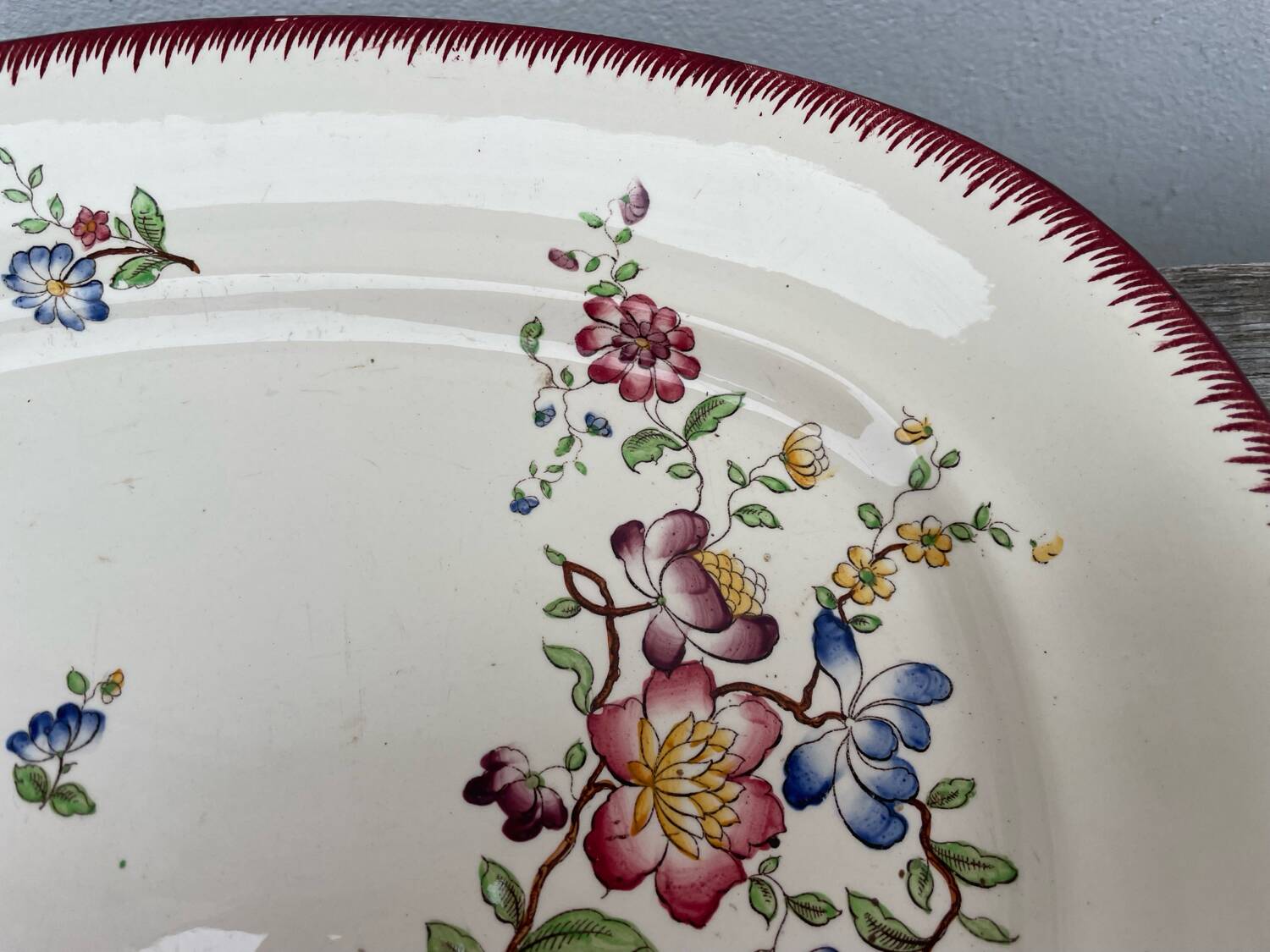 Strasbourg ironstone serving dish with Sarreguemines flowers