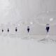 6 champagne glasses in Arques crystal Venice sapphire