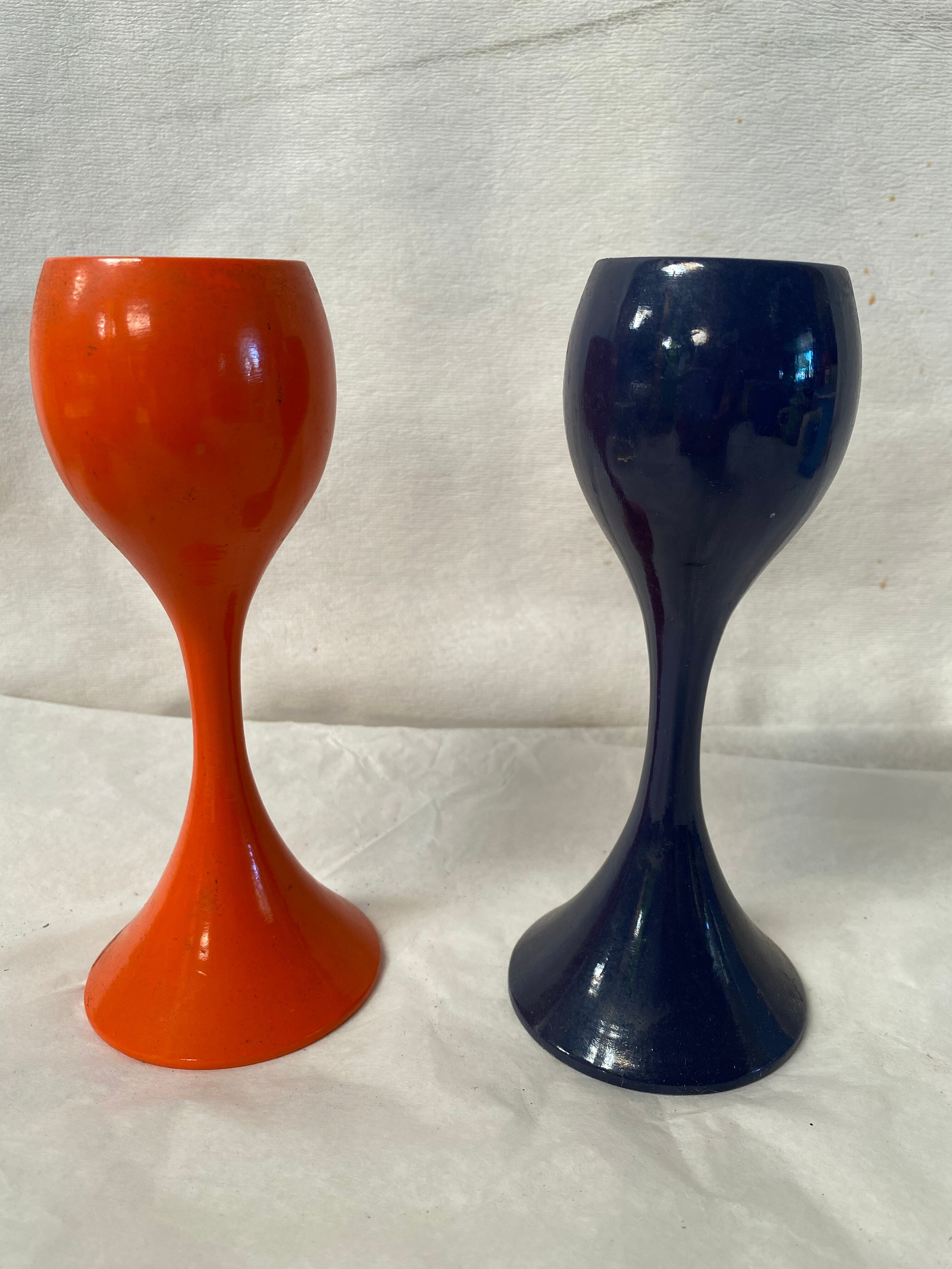 Pair of vintage coquetiers wood Philippe Capelle