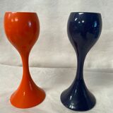 Pair of vintage coquetiers wood Philippe Capelle